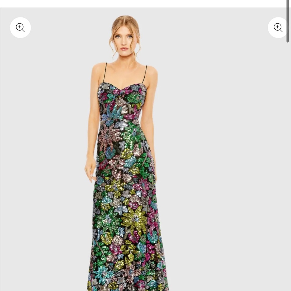 Mac Duggal Sweetheart Sleeveless Floral Sequin Gown - Black Multi / 6